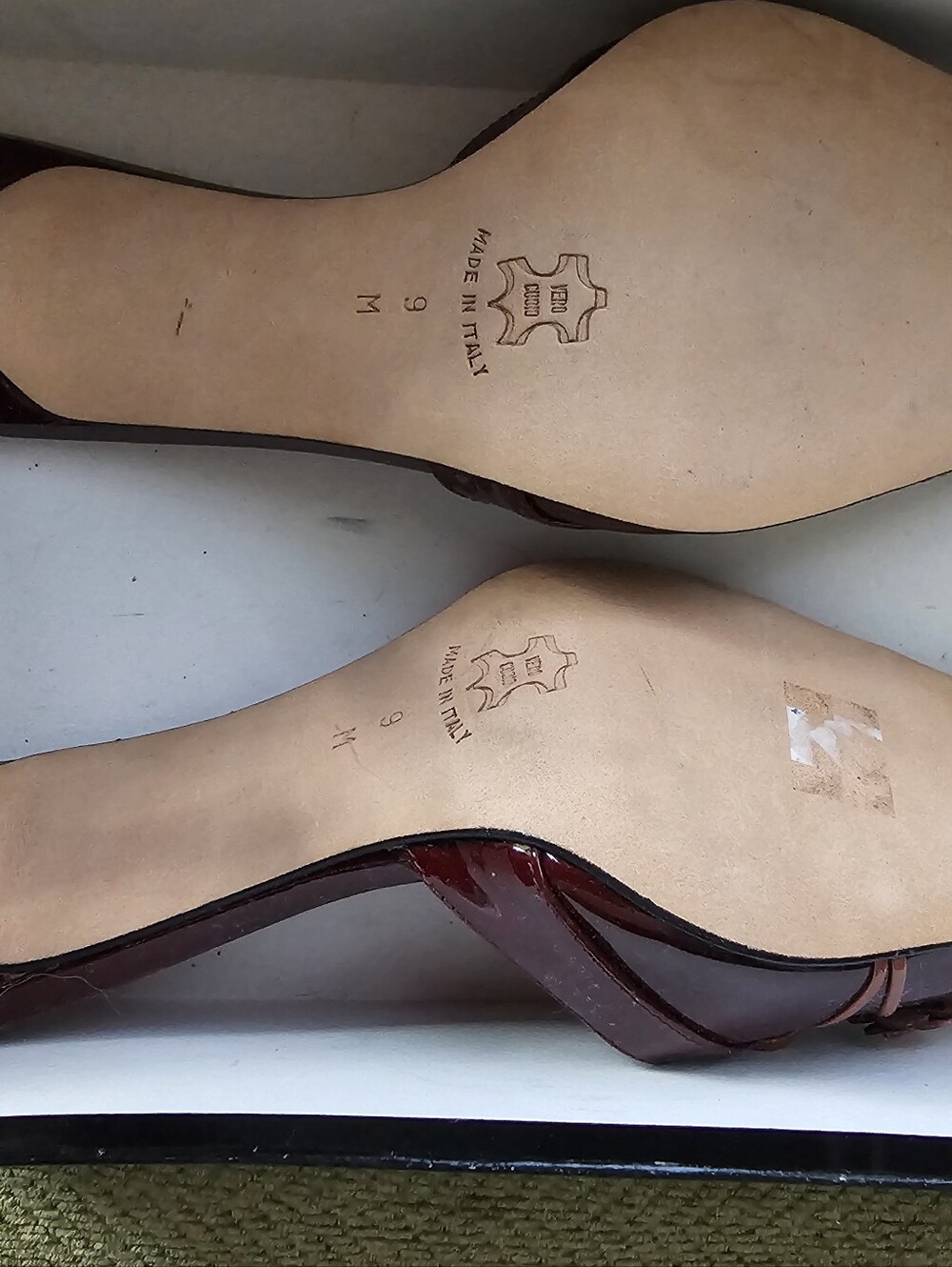 Isabella Fiore Burgundy Patent Pointed Mules with Pink Floral Accents - Picture 2 of 11